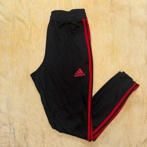Adidas Black Joggers with Red Accents